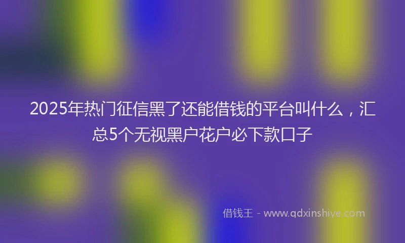 2025年热门征信黑了还能借钱的平台叫什么，汇总5个无视黑户花户必下款口子