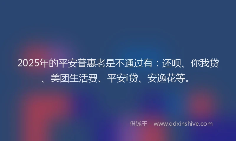 2025年的平安普惠老是不通过有：还呗、你我贷、美团生活费、平安i贷、安逸花等。