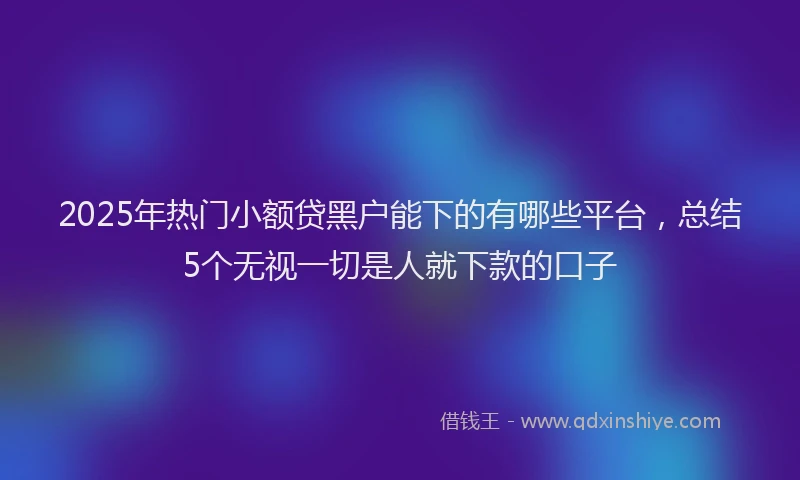 2025年热门小额贷黑户能下的有哪些平台，总结5个无视一切是人就下款的口子