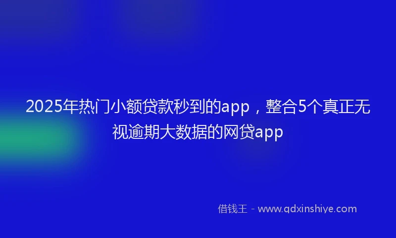 2025年热门小额贷款秒到的app，整合5个真正无视逾期大数据的网贷app