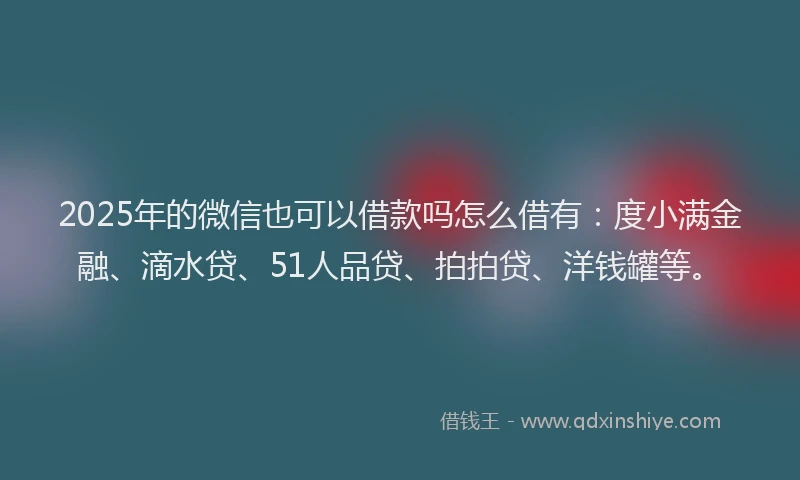 2025年的微信也可以借款吗怎么借有：度小满金融、滴水贷、51人品贷、拍拍贷、洋钱罐等。