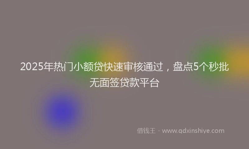 2025年热门小额贷快速审核通过，盘点5个秒批无面签贷款平台