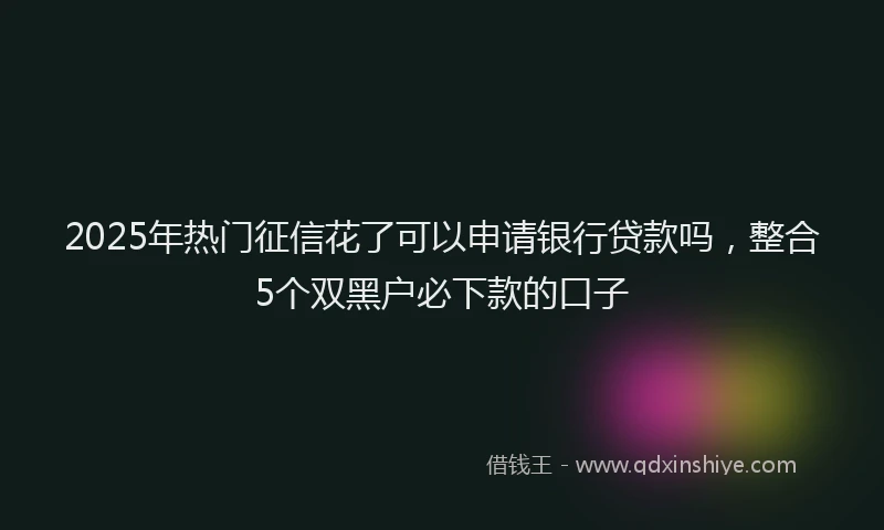 2025年热门征信花了可以申请银行贷款吗，整合5个双黑户必下款的口子