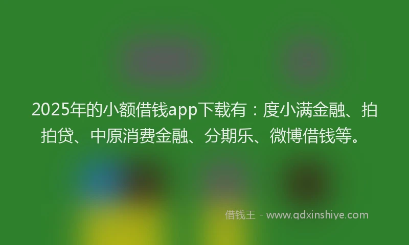 2025年的小额借钱app下载有：度小满金融、拍拍贷、中原消费金融、分期乐、微博借钱等。