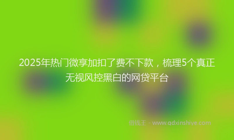 2025年热门微享加扣了费不下款，梳理5个真正无视风控黑白的网贷平台