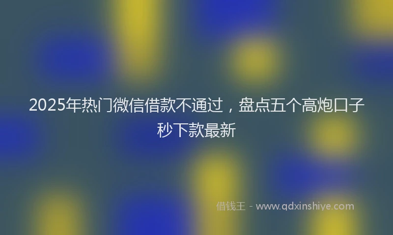 2025年热门微信借款不通过，盘点五个高炮口子秒下款最新