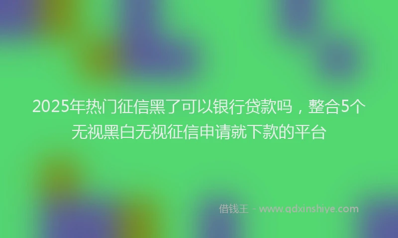 2025年热门征信黑了可以银行贷款吗，整合5个无视黑白无视征信申请就下款的平台