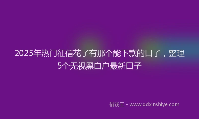 2025年热门征信花了有那个能下款的口子，整理5个无视黑白户最新口子