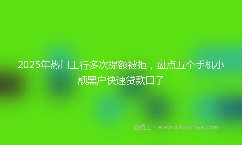 2025年热门工行多次提额被拒，盘点五个手机小额黑户快速贷款口子