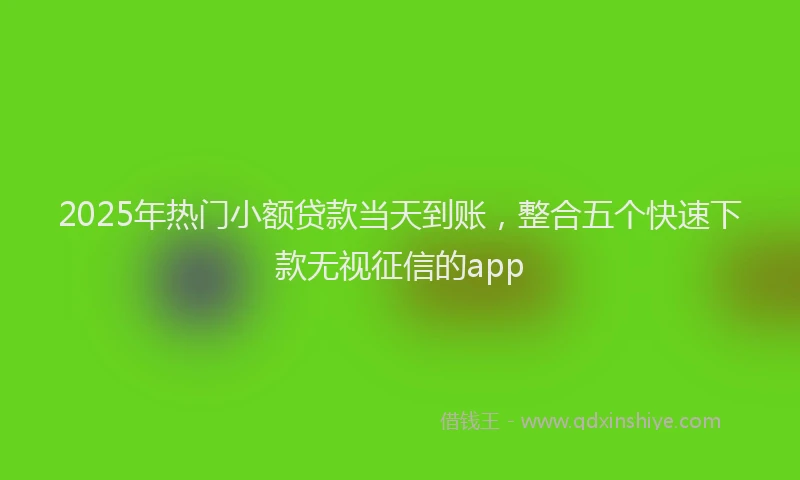 2025年热门小额贷款当天到账，整合五个快速下款无视征信的app