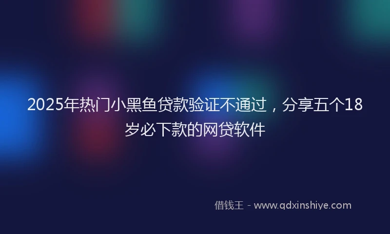 2025年热门小黑鱼贷款验证不通过，分享五个18岁必下款的网贷软件