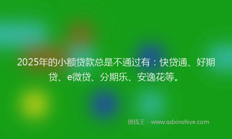 2025年的小额贷款总是不通过有：快贷通、好期贷、e微贷、分期乐、安逸花等。