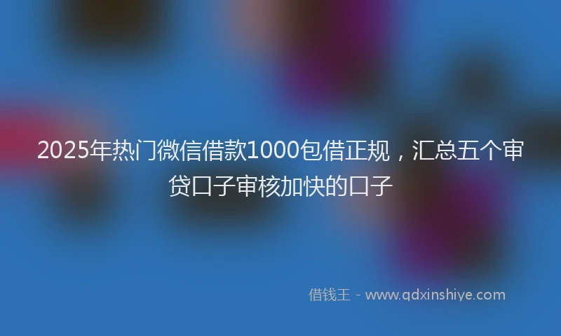 2025年热门微信借款1000包借正规，汇总五个审贷口子审核加快的口子