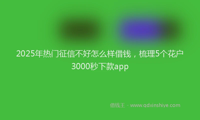 2025年热门征信不好怎么样借钱，梳理5个花户3000秒下款app