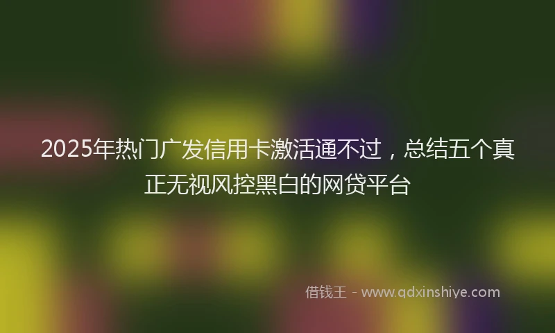 2025年热门广发信用卡激活通不过，总结五个真正无视风控黑白的网贷平台