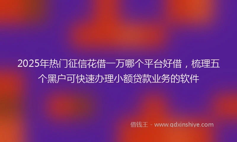 2025年热门征信花借一万哪个平台好借，梳理五个黑户可快速办理小额贷款业务的软件