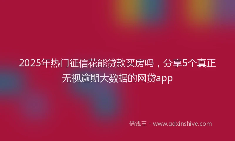 2025年热门征信花能贷款买房吗，分享5个真正无视逾期大数据的网贷app