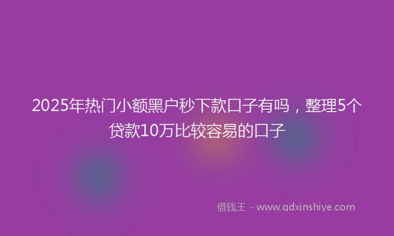 2025年热门小额黑户秒下款口子有吗，整理5个贷款10万比较容易的口子