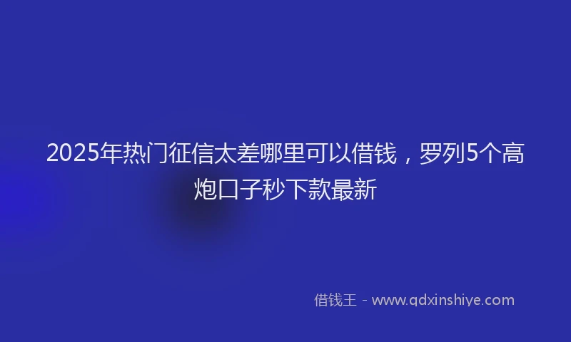 2025年热门征信太差哪里可以借钱，罗列5个高炮口子秒下款最新