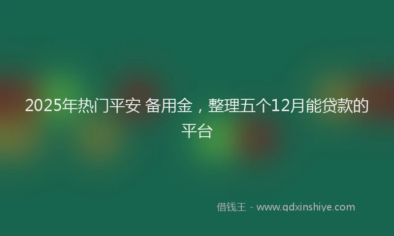 2025年热门平安 备用金，整理五个12月能贷款的平台