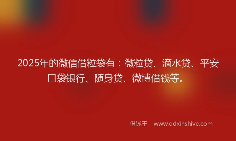 2025年的微信借粒袋有：微粒贷、滴水贷、平安口袋银行、随身贷、微博借钱等。
