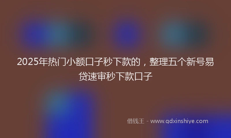 2025年热门小额口子秒下款的，整理五个新号易贷速审秒下款口子