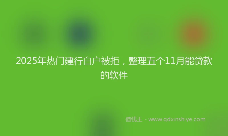 2025年热门建行白户被拒,整理五个11月能贷款的软件