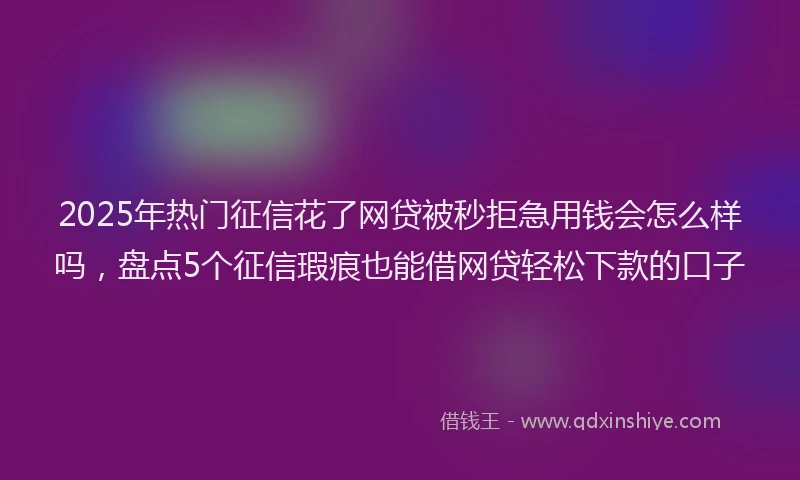2025年热门征信花了网贷被秒拒急用钱会怎么样吗，盘点5个征信瑕疵也能借网贷轻松下款的口子