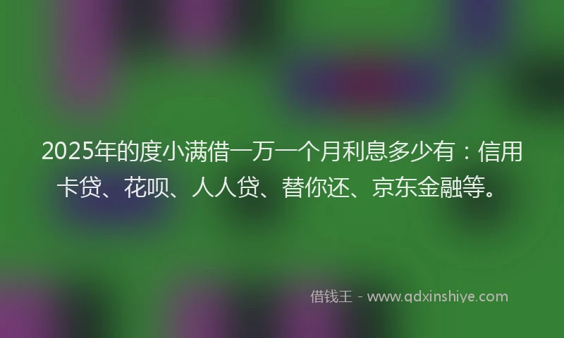 2025年的度小满借一万一个月利息多少有：信用卡贷、花呗、人人贷、替你还、京东金融等。