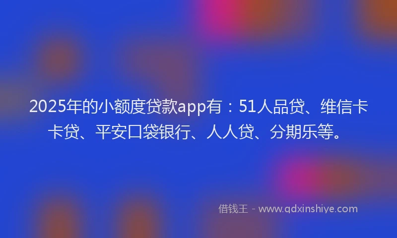 2025年的小额度贷款app有：51人品贷、维信卡卡贷、平安口袋银行、人人贷、分期乐等。