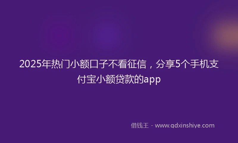 2025年热门小额口子不看征信，分享5个手机支付宝小额贷款的app
