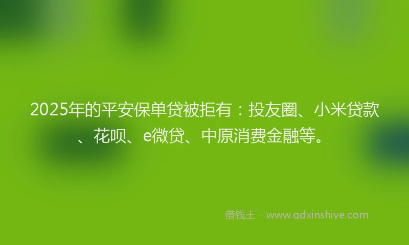 2025年的平安保单贷被拒有：投友圈、小米贷款、花呗、e微贷、中原消费金融等。