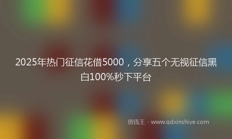 2025年热门征信花借5000，分享五个无视征信黑白100%秒下平台
