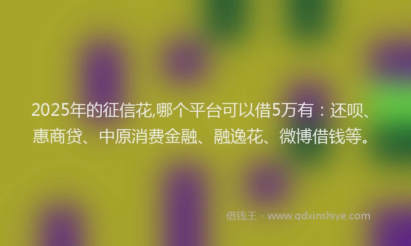 2025年的征信花,哪个平台可以借5万有：还呗、惠商贷、中原消费金融、融逸花、微博借钱等。