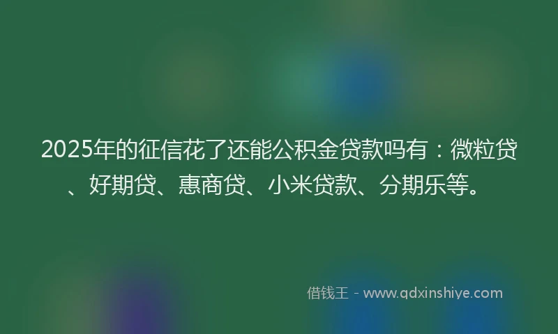 2025年的征信花了还能公积金贷款吗有：微粒贷、好期贷、惠商贷、小米贷款、分期乐等。