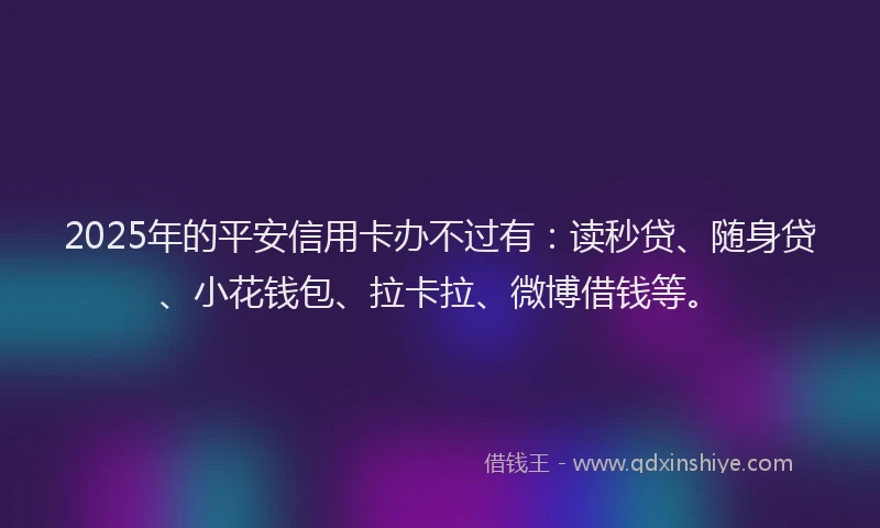2025年的平安信用卡办不过有：读秒贷、随身贷、小花钱包、拉卡拉、微博借钱等。