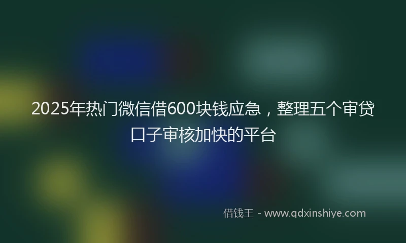 2025年热门微信借600块钱应急，整理五个审贷口子审核加快的平台