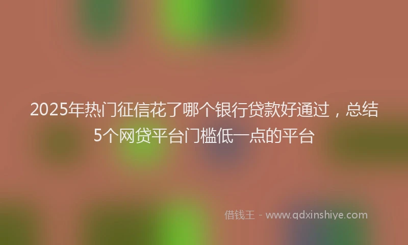 2025年热门征信花了哪个银行贷款好通过，总结5个网贷平台门槛低一点的平台