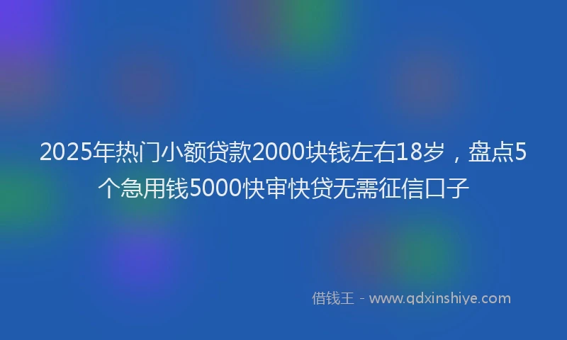 2025年热门小额贷款2000块钱左右18岁，盘点5个急用钱5000快审快贷无需征信口子