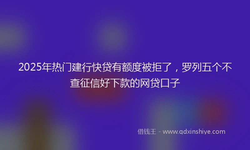2025年热门建行快贷有额度被拒了，罗列五个不查征信好下款的网贷口子