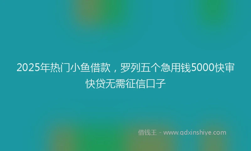 2025年热门小鱼借款，罗列五个急用钱5000快审快贷无需征信口子