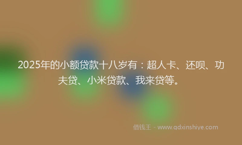 2025年的小额贷款十八岁有：超人卡、还呗、功夫贷、小米贷款、我来贷等。