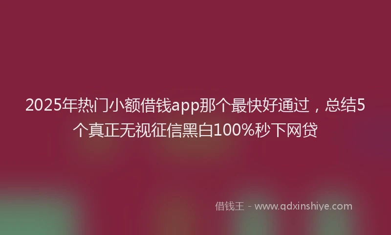2025年热门小额借钱app那个最快好通过，总结5个真正无视征信黑白100%秒下网贷