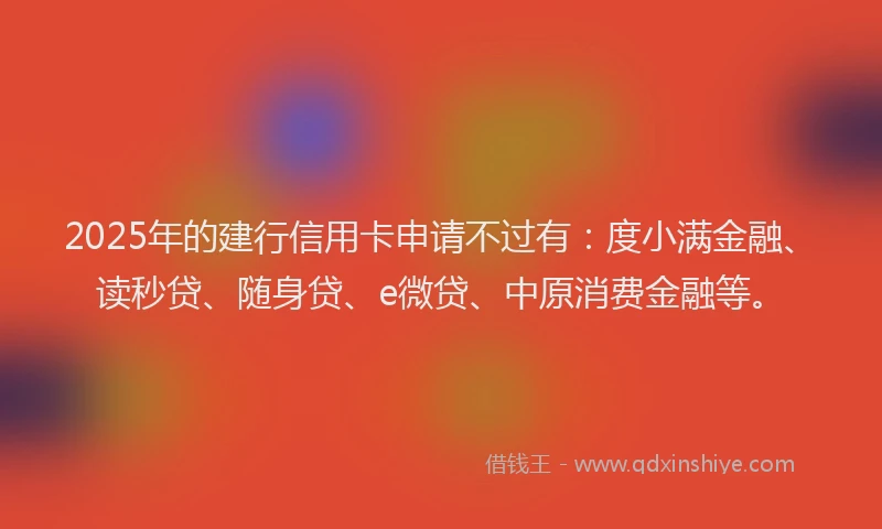 2025年的建行信用卡申请不过有：度小满金融、读秒贷、随身贷、e微贷、中原消费金融等。