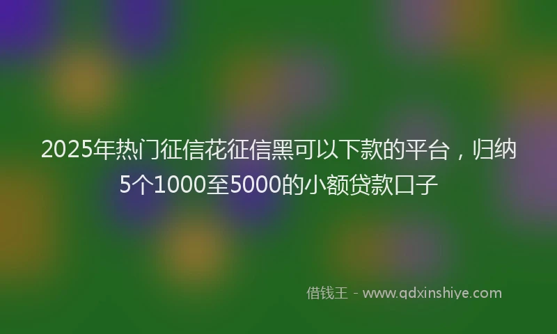 2025年热门征信花征信黑可以下款的平台，归纳5个1000至5000的小额贷款口子