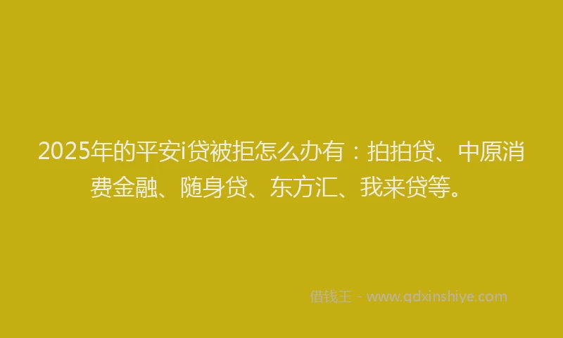 2025年的平安i贷被拒怎么办有：拍拍贷、中原消费金融、随身贷、东方汇、我来贷等。
