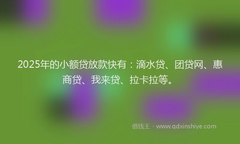 2025年的小额贷放款快有：滴水贷、团贷网、惠商贷、我来贷、拉卡拉等。