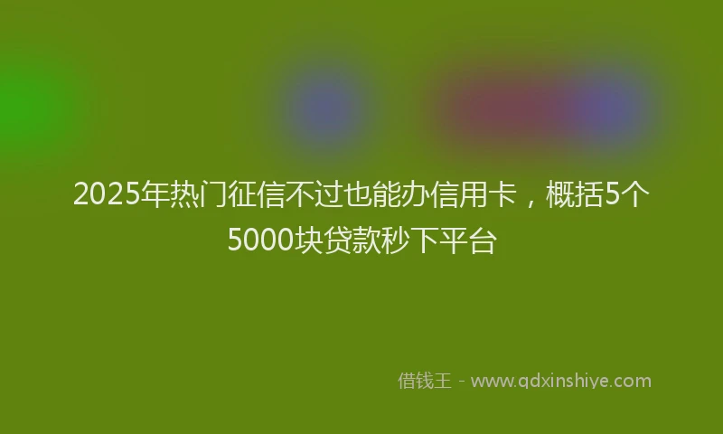 2025年热门征信不过也能办信用卡，概括5个5000块贷款秒下平台