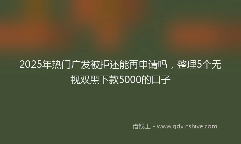 2025年热门广发被拒还能再申请吗,整理5个无视双黑下款5000的口子