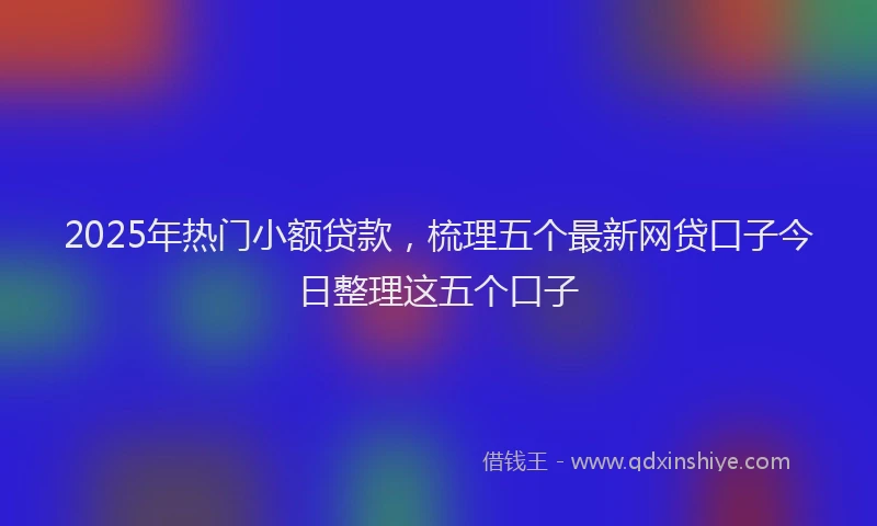 2025年热门小额贷款，梳理五个最新网贷口子今日整理这五个口子